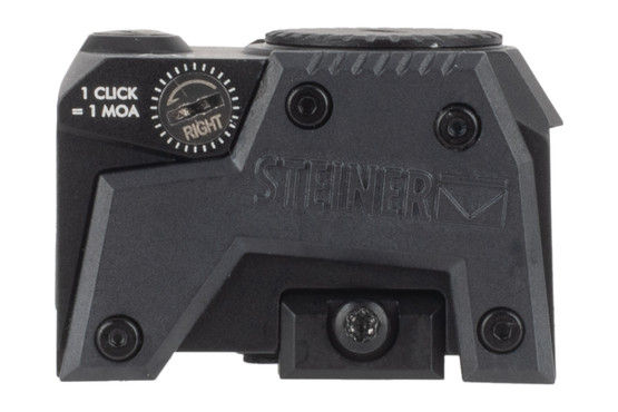 Steiner MPS 3.3 MOA Micro Pistol Red Dot Sight features a 1 MOA click value